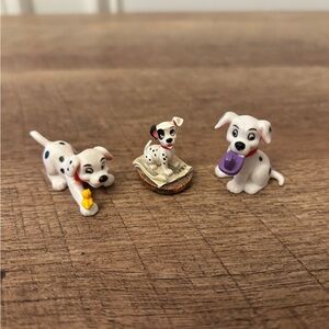 Set of 3 Disney 101 Dalmatian Puppy Figurines - White with Black Spots